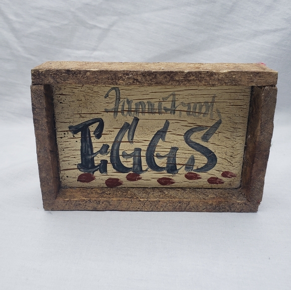 Cottage Handcrafted Wood Doll Sized Chair and Farm Fresh Egg Sign Shadowbox - Picture 9 of 9